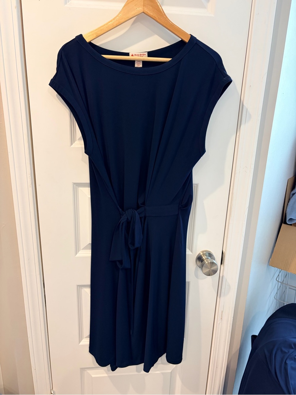 Brooks Brothers Navy Tie-Waist Midi Dress